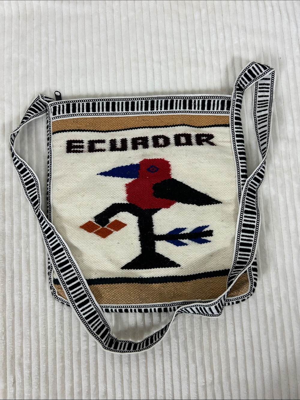 Handwoven Bird wool blend Crossbody Bag from Ecuador